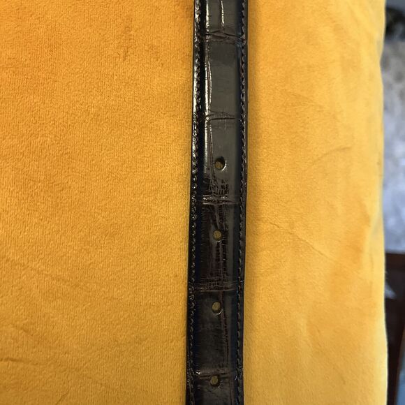 Ralph Lauren Genuine Alligator Leather Belt Dk Brown Sterling Silver Buckle 28 - Picture 2 of 16